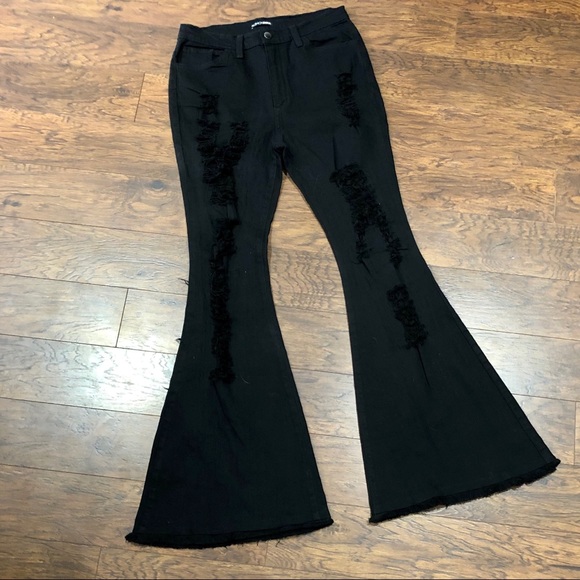NWOT Mind Of Her Own Flare Jeans - Black - Picture 8 of 11
